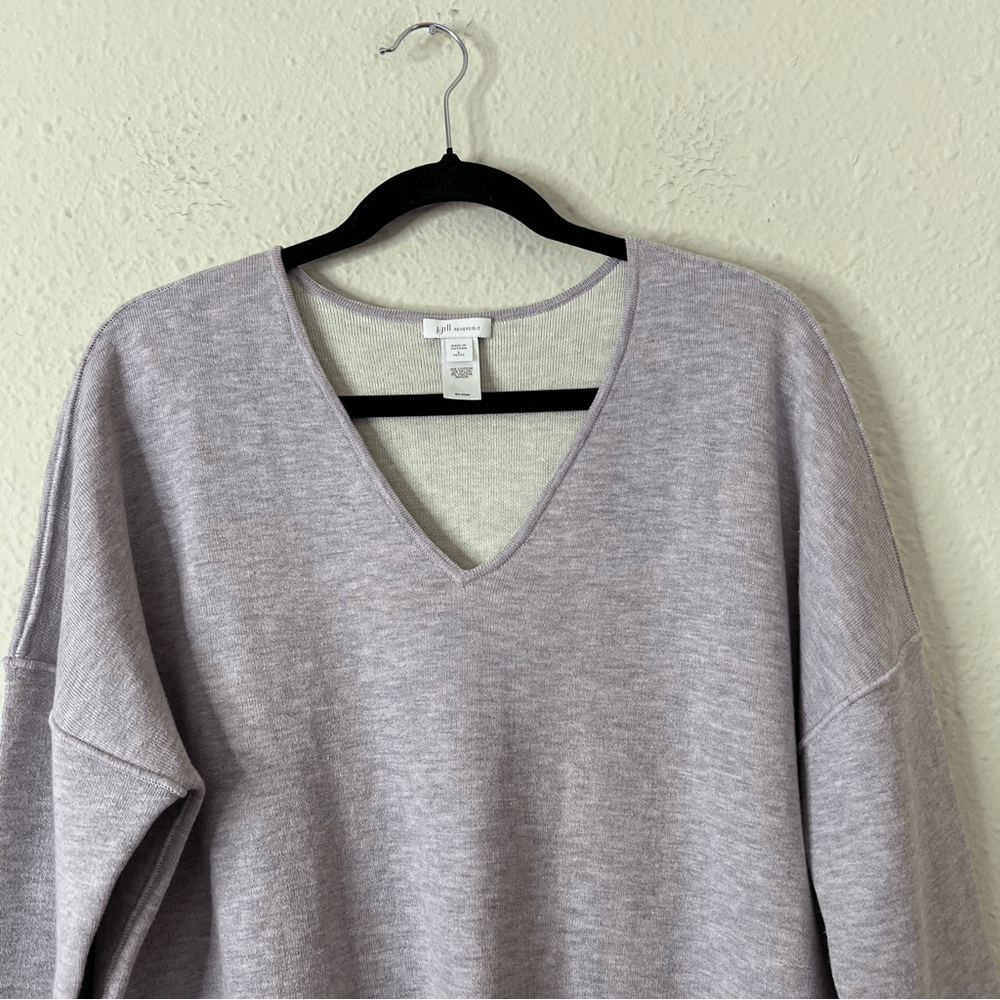J. Jill Reversible V-Neck Colorblock Sweater Large Petite