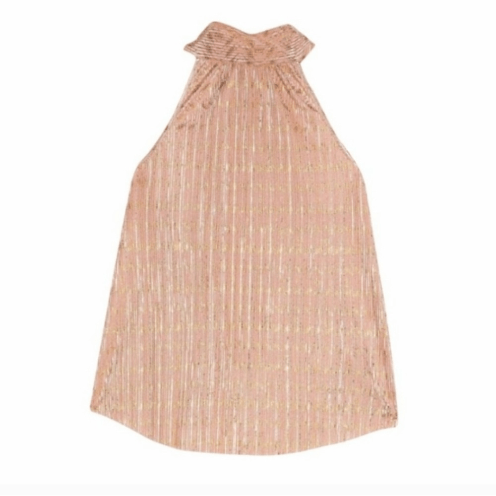 Anthropologie Vickie Pink Metallic Halter Top NEW Size XL