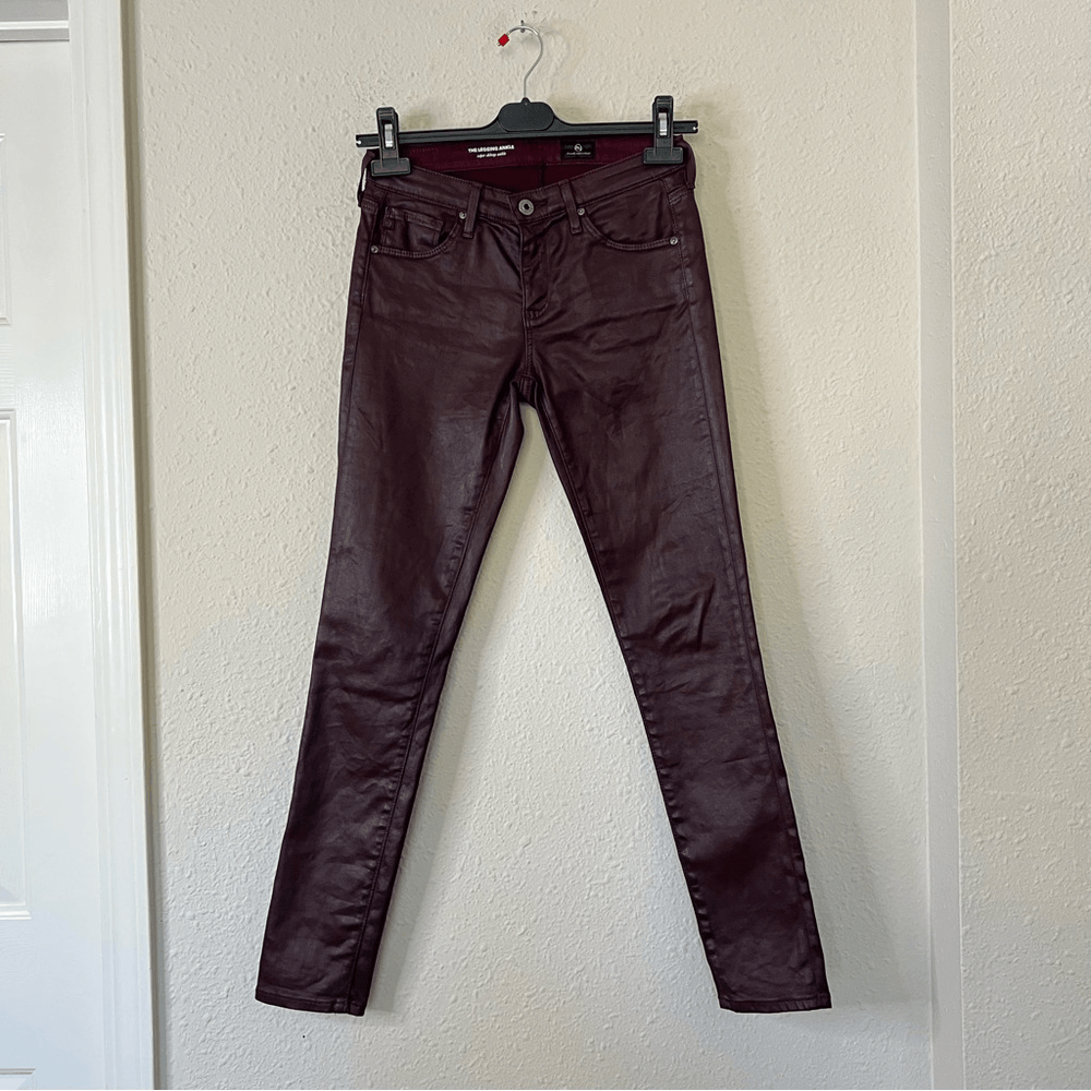 Adriano Goldschmied Burgundy Coated The Legging Ankle Skinny Pants Size 24R