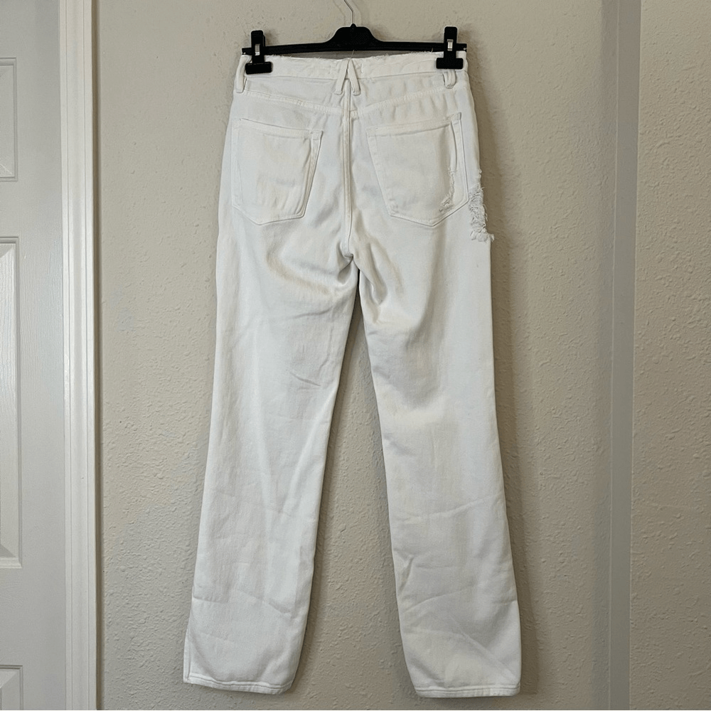 Good American Good Boy White Distressed Straight Jeans Size 2/26