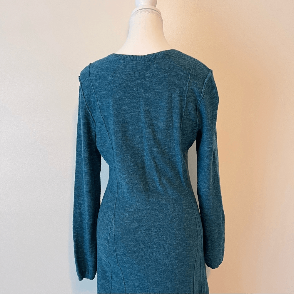 Free People Beach El Topo Sweater Maxi Dress Henley Peacock Plume Long Sleeve S