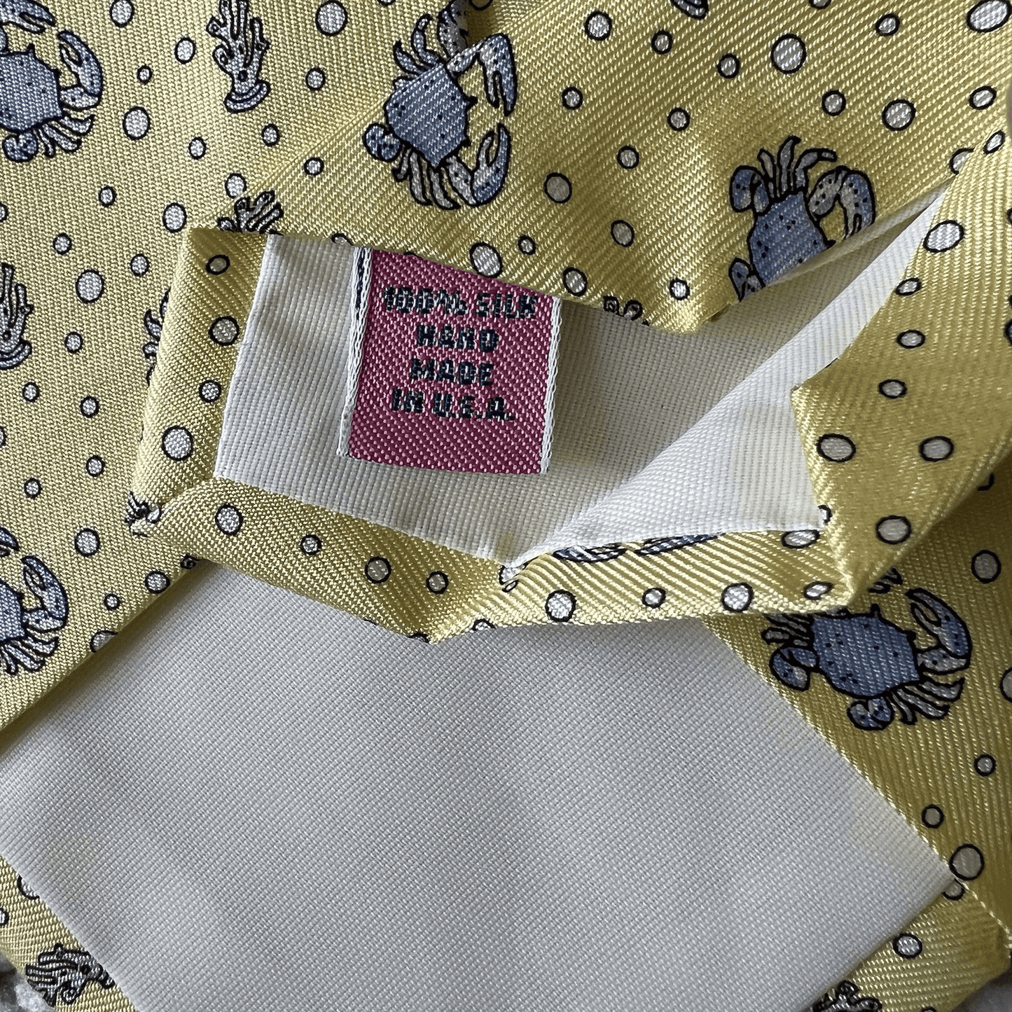 Vineyard Vines Neck Tie Silk Yellow Crab Under The Sea Preppy Mens