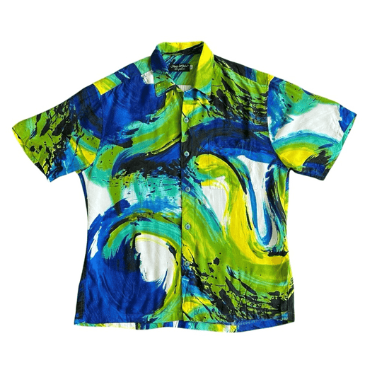 Jams World Hawaiian Shirt Mens Short Sleeve Retro Serpentine VTG Travel Medium