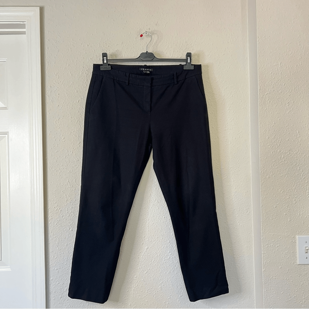 Theory Izelle C Jetty Bi-Stretch Black Ankle Cropped Pants Size 12