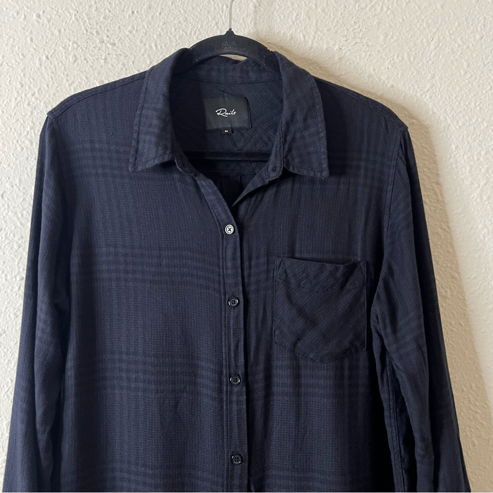 Rails Bianca Charcoal Shadow Plaid Flannel Shirt Dress Tunic Size Medium