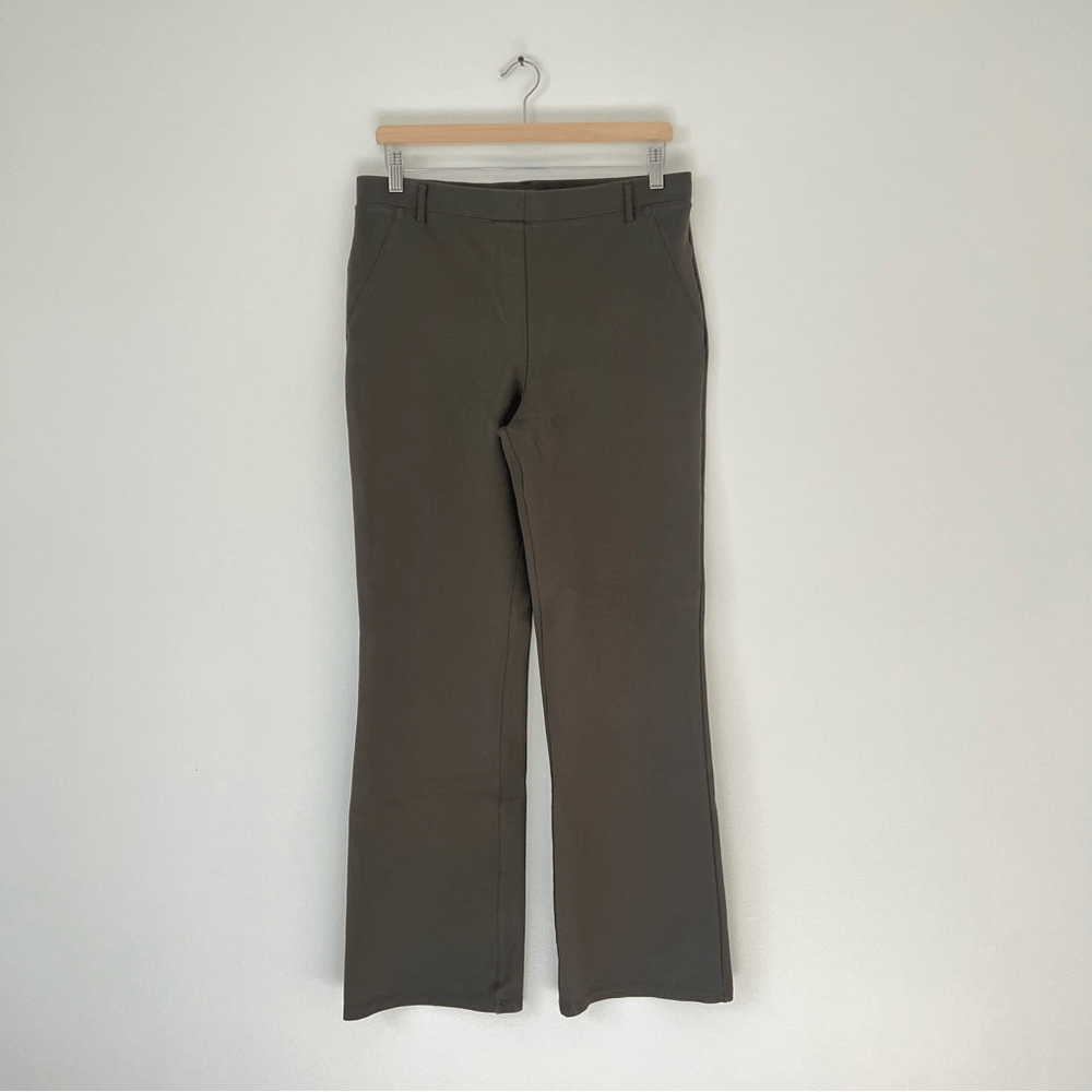 Quince Olive Green Ultra Stretch Ponte Bootcut Pull On Pants Size Large Petite