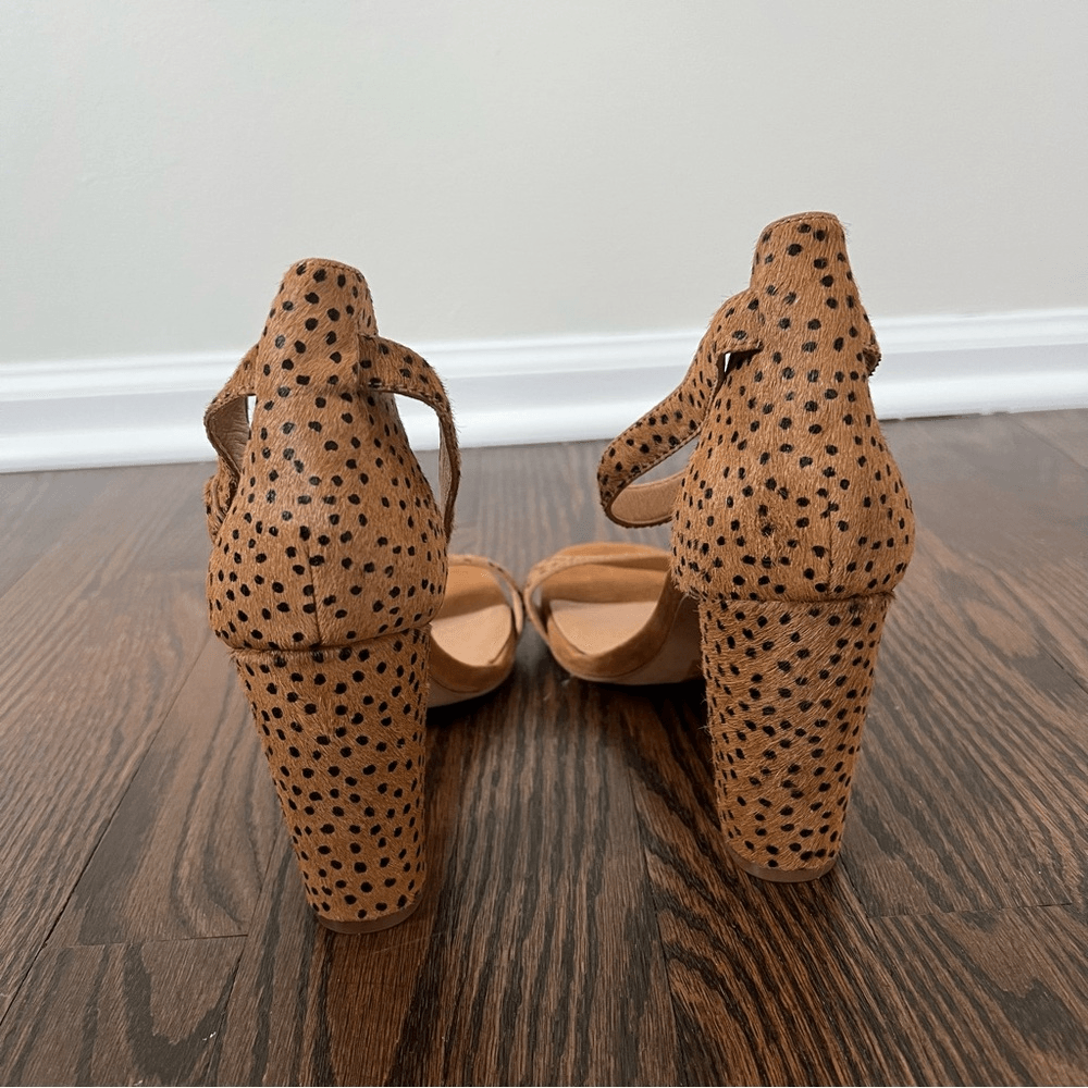 Madewell The Brooke Ankle-Strap Heels Sandal in Spot Dot Calf Hair NEW Size 8,5