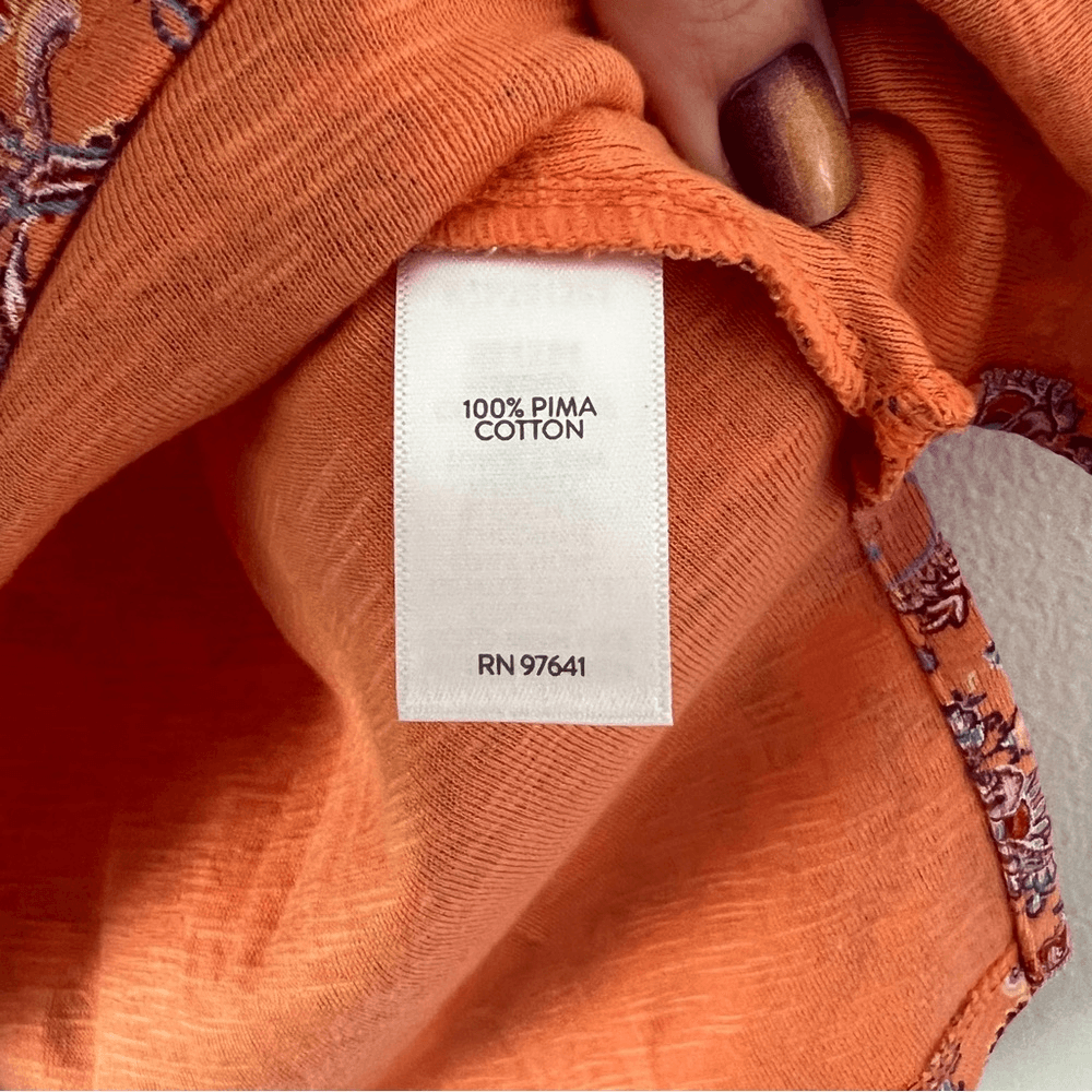 J. Jill Paisley Pima Slub Scoop Neck Tee Top Size XS