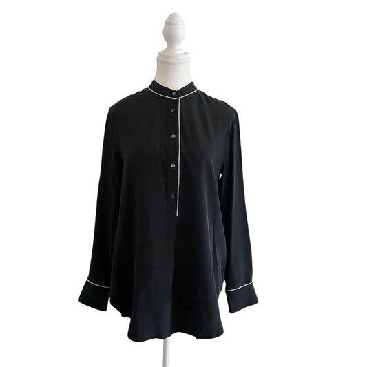 Madewell Black 100% Silk Long Sleeve Tunic Shirt Blouse Size Small