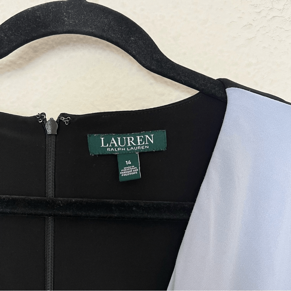 Lauren Ralph Lauren Alexie Long Sleeve Sheath Dress Size 14 Black and Gray