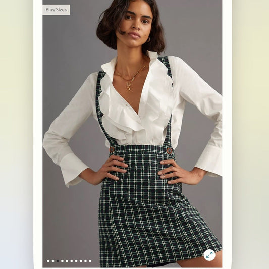 Anthropologie Maeve Plaid Pinafore Skirt NEW Size 6