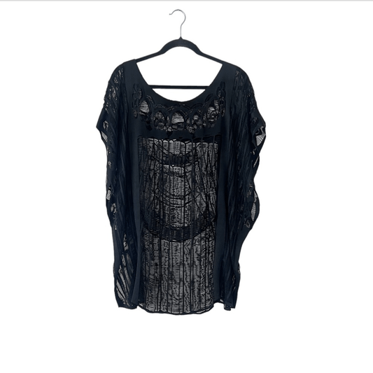 Black Lace Swim Cover Up Poncho Dress