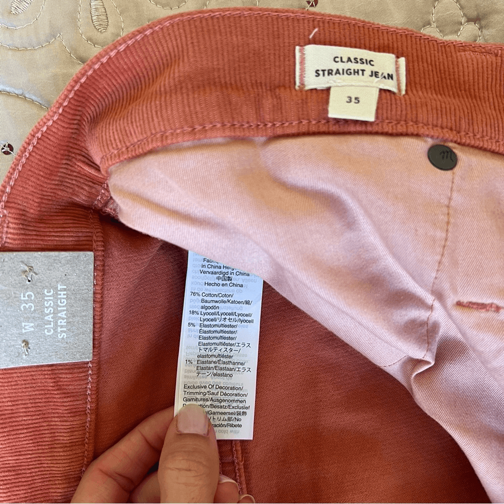 Madewell Corduroy Classic Straight Leg Jean Pants NEW Size 35