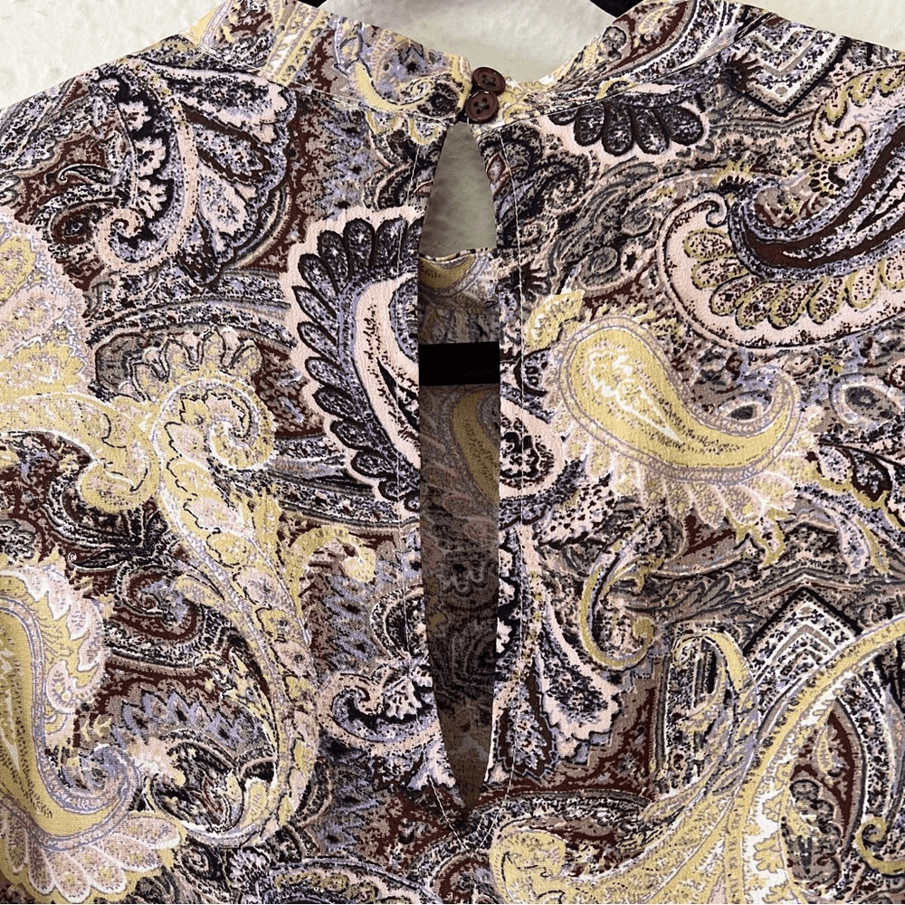 Sanctuary Paisley Babydoll Long Sleeve Blouse Top Size XS Peasant Boho