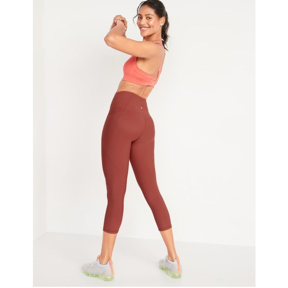 Old Navy Powersoft High Waisted Side Pocket Crop Leggings NEW Size Small