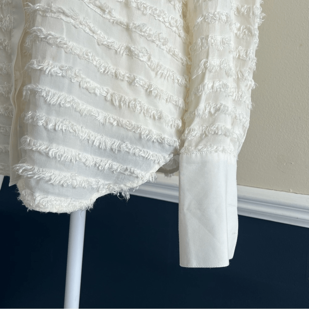 L’Agence Long Sleeve Textured Silk Button Down Shirt Blouse Size Small