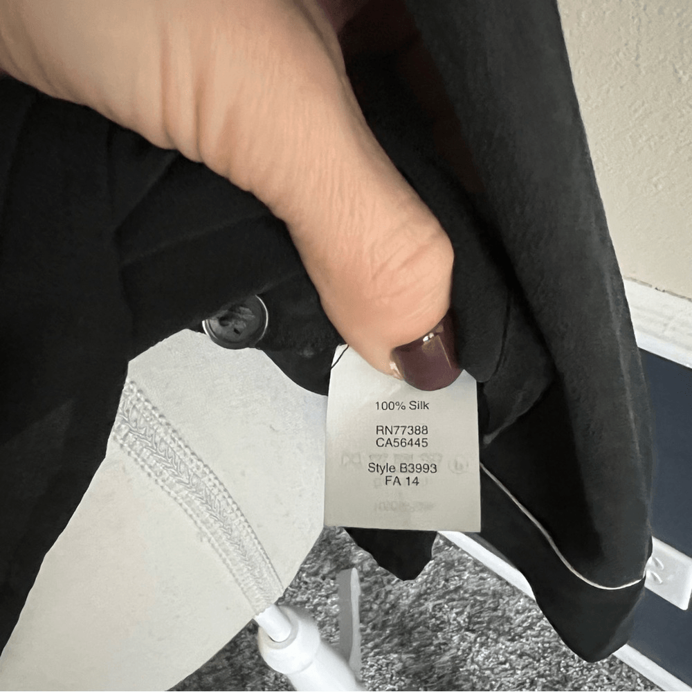 Madewell Black 100% Silk Long Sleeve Tunic Shirt Blouse Size Small