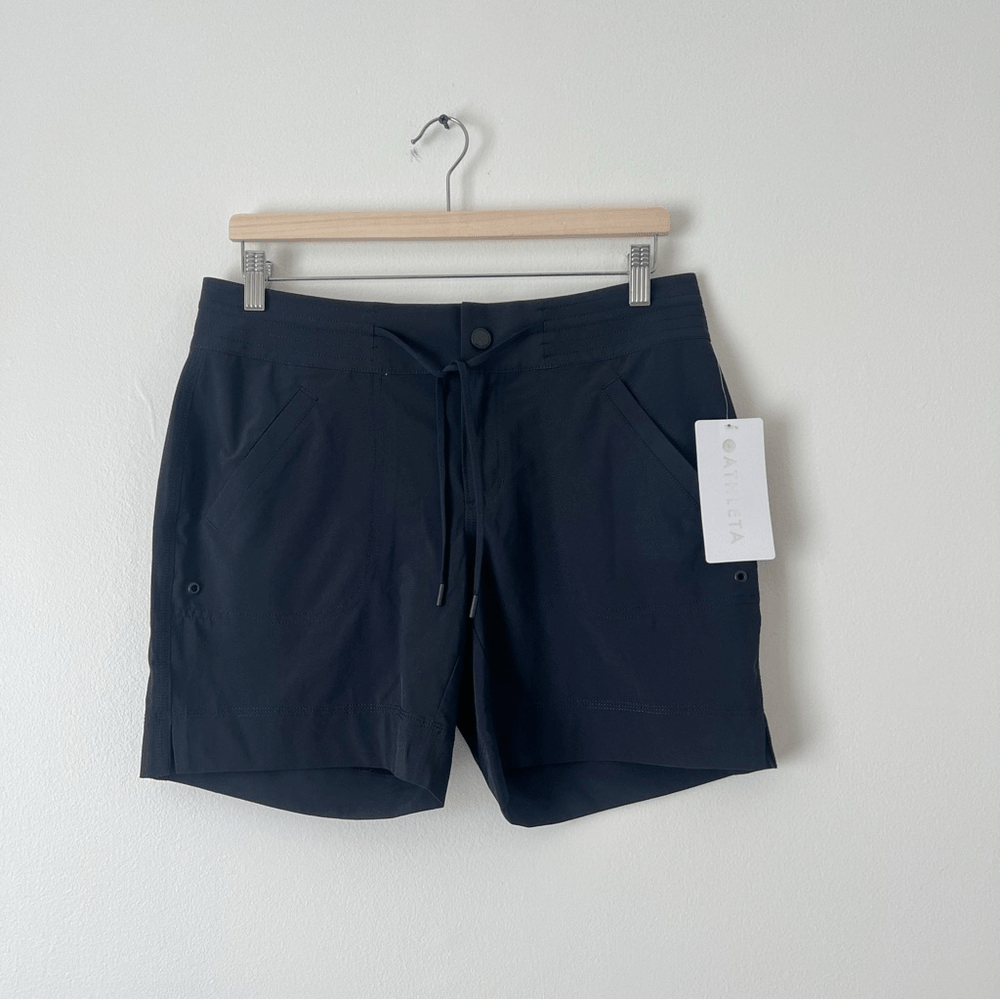 Athleta Rincon Black Athletic Bermuda Shorts NEW Size 6