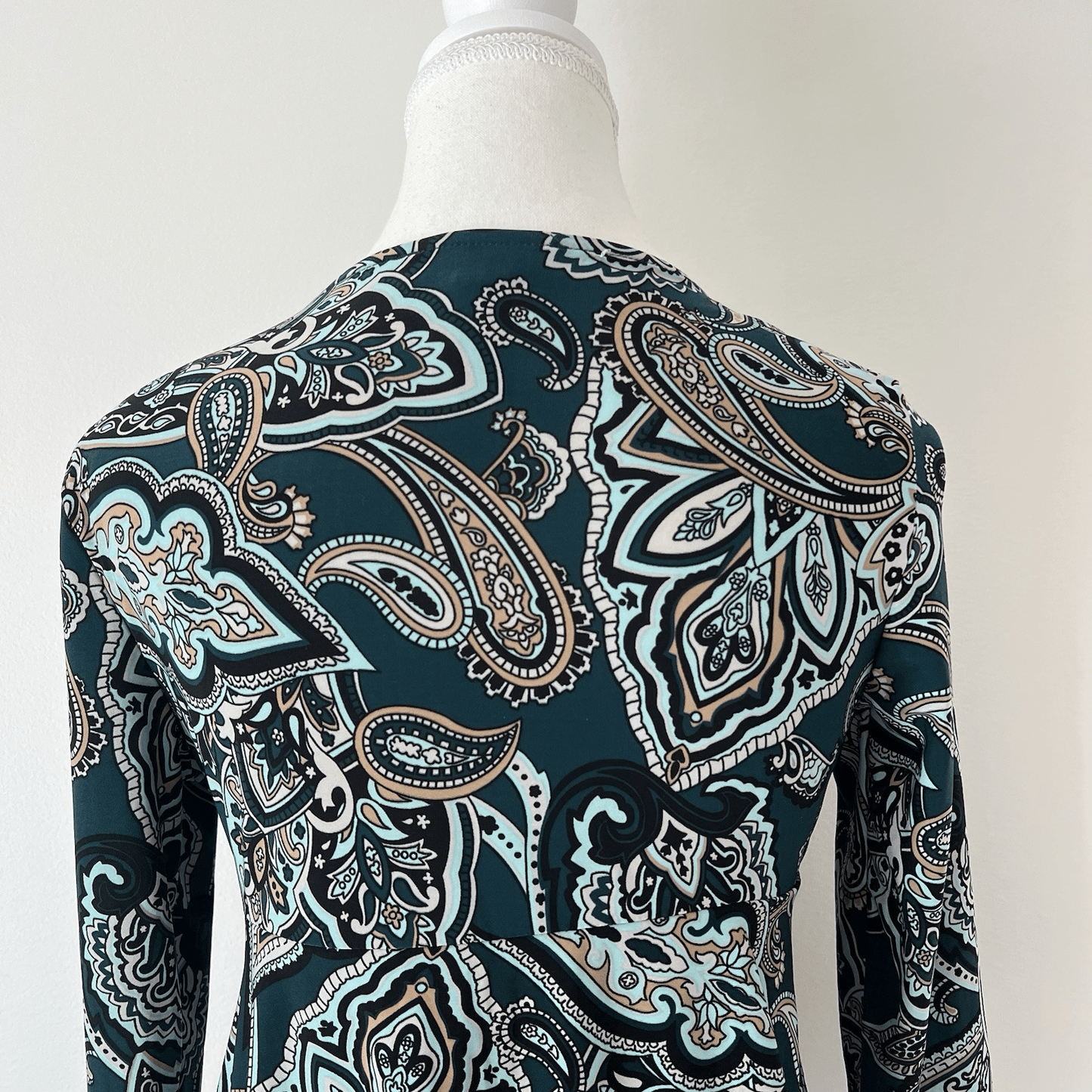 INC International Concepts Paisley Babydoll 3/4 sleeve top Forest Fairy Y2K Sz M