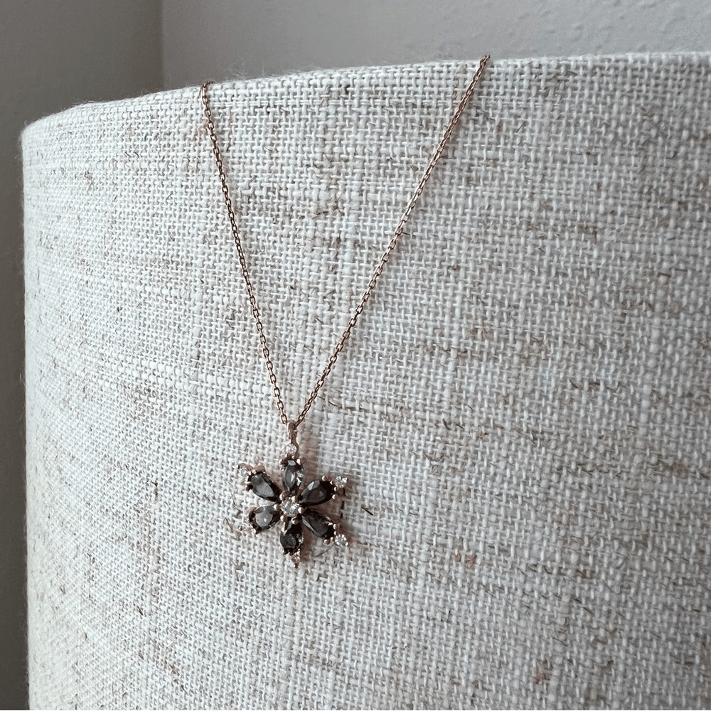 925 Silver Rose Plated Lotus Flower Necklace NEW