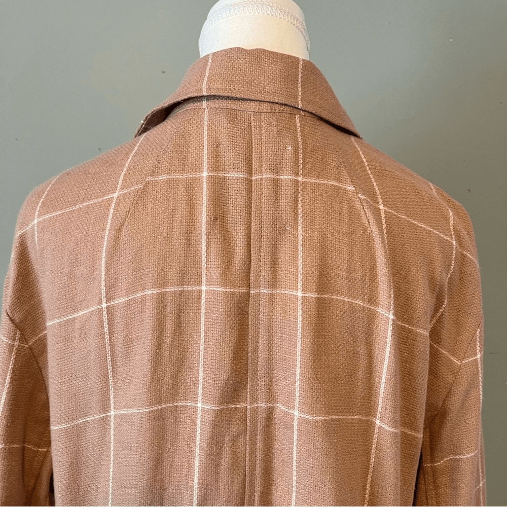 Madewell Breezewoven Larsen Linen Blazer Windowpane Plaid Sandstone Beige / Tan