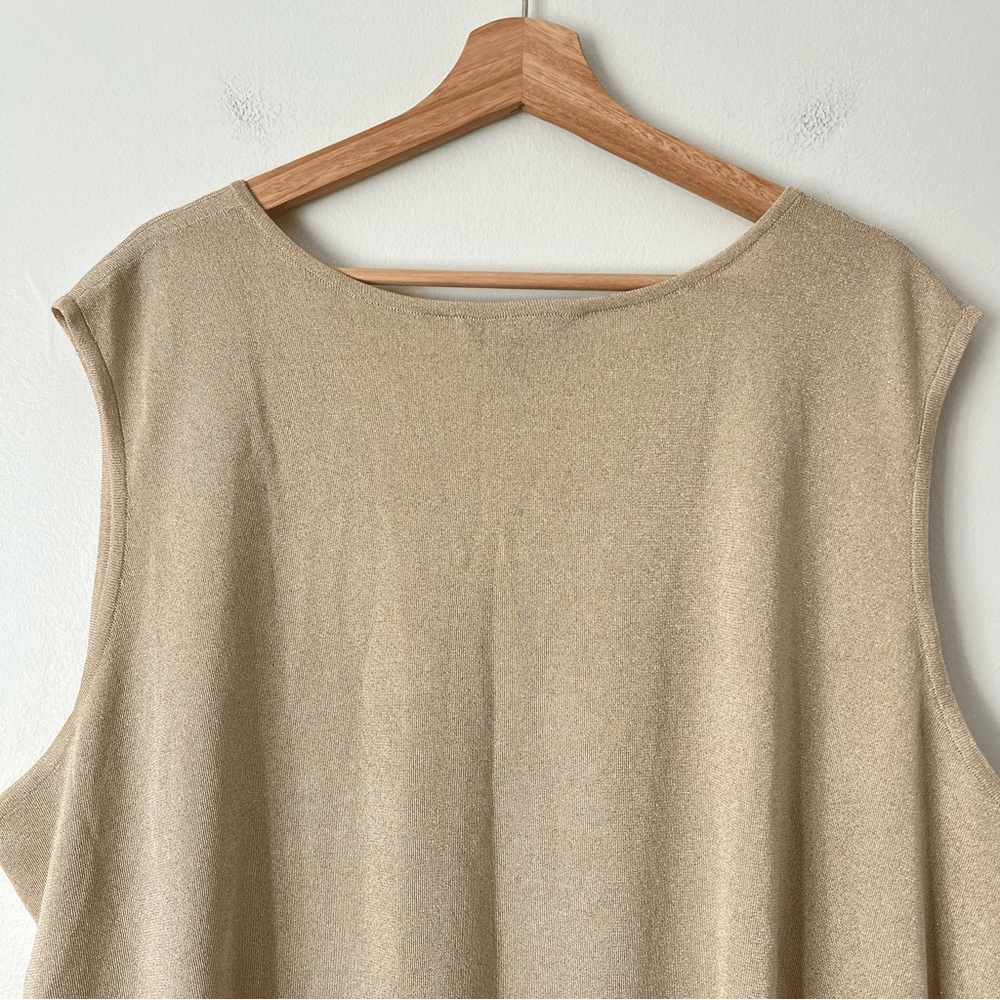 Ming Wang Metallic Gold Shimmer Tank Shell Top Plus Size 3X