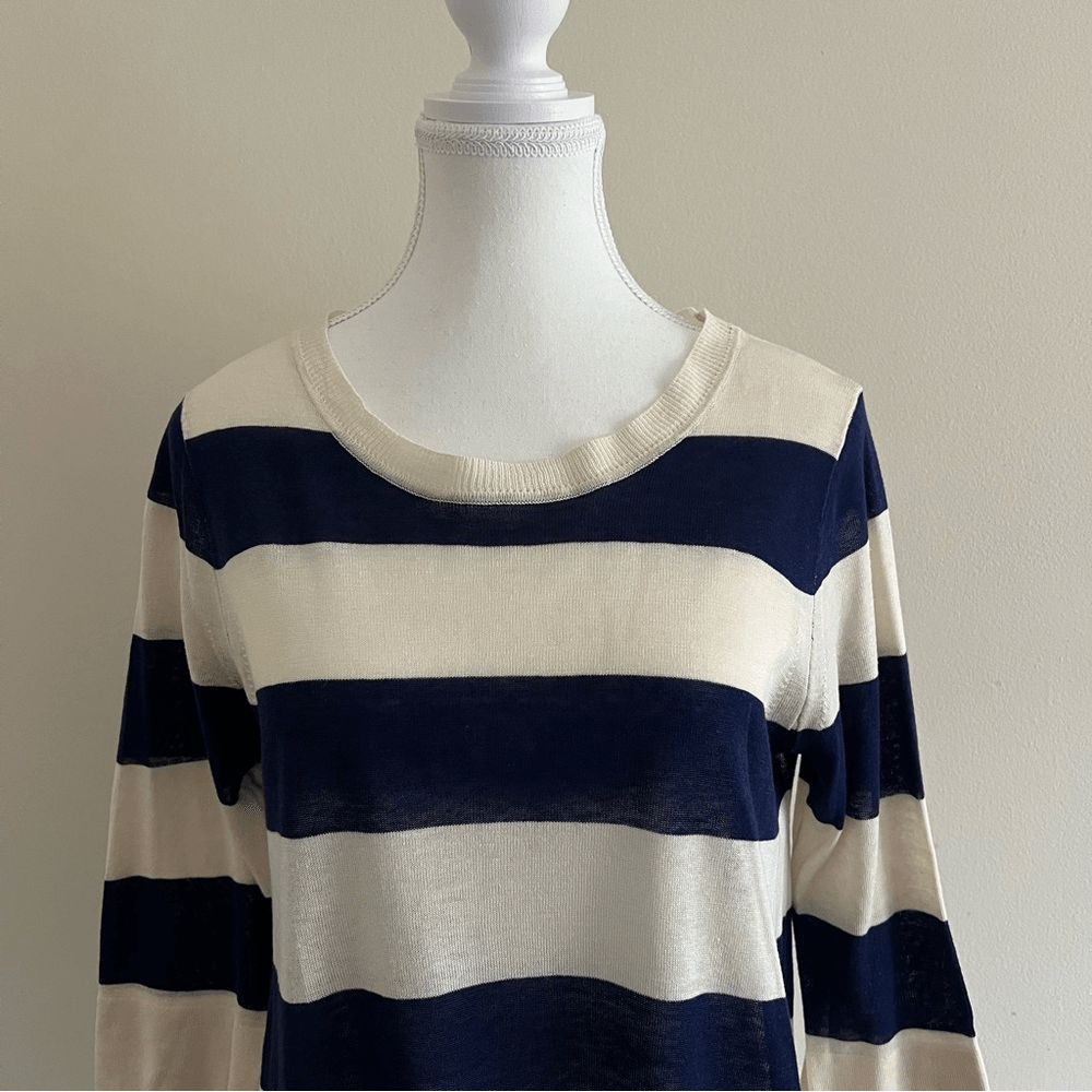 J. Crew Stripe Swingtime Silk Linen Blend Sweater Top Size Small Lightweight