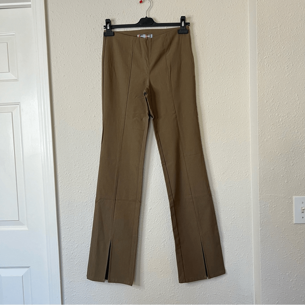 Urban Outfitters Olive Green Front Slit Flare Pants NEW Size 2