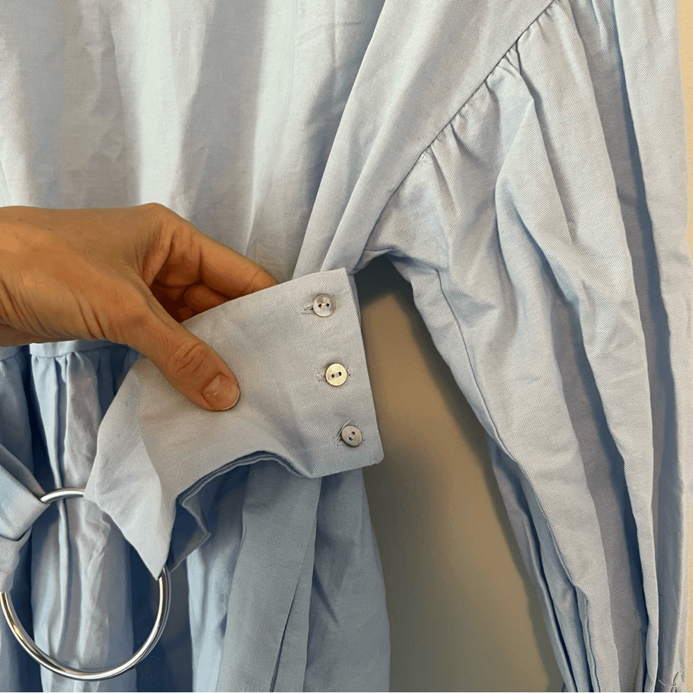 Zara Sky Blue Poplin Dress with Buckle Belt NEW Size Small Blogger Favorite