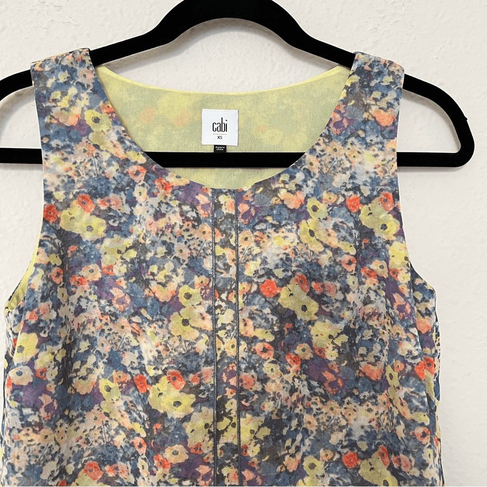 Cabi Positano Floral Print Tiered Tunic Blouse Top Size XS