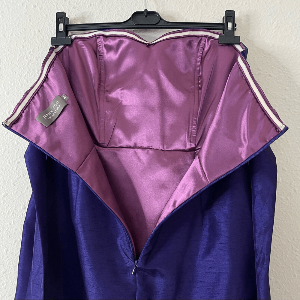 Jenny Yoo Parker Shantung Strapless Mini Cocktail Dress Size 10