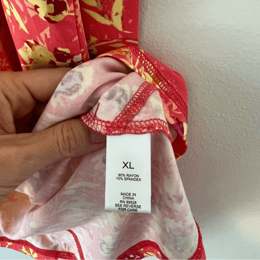 LOGO by Lori Goldstein Floral Long Sleeve Top Size XL Orange Stretchy