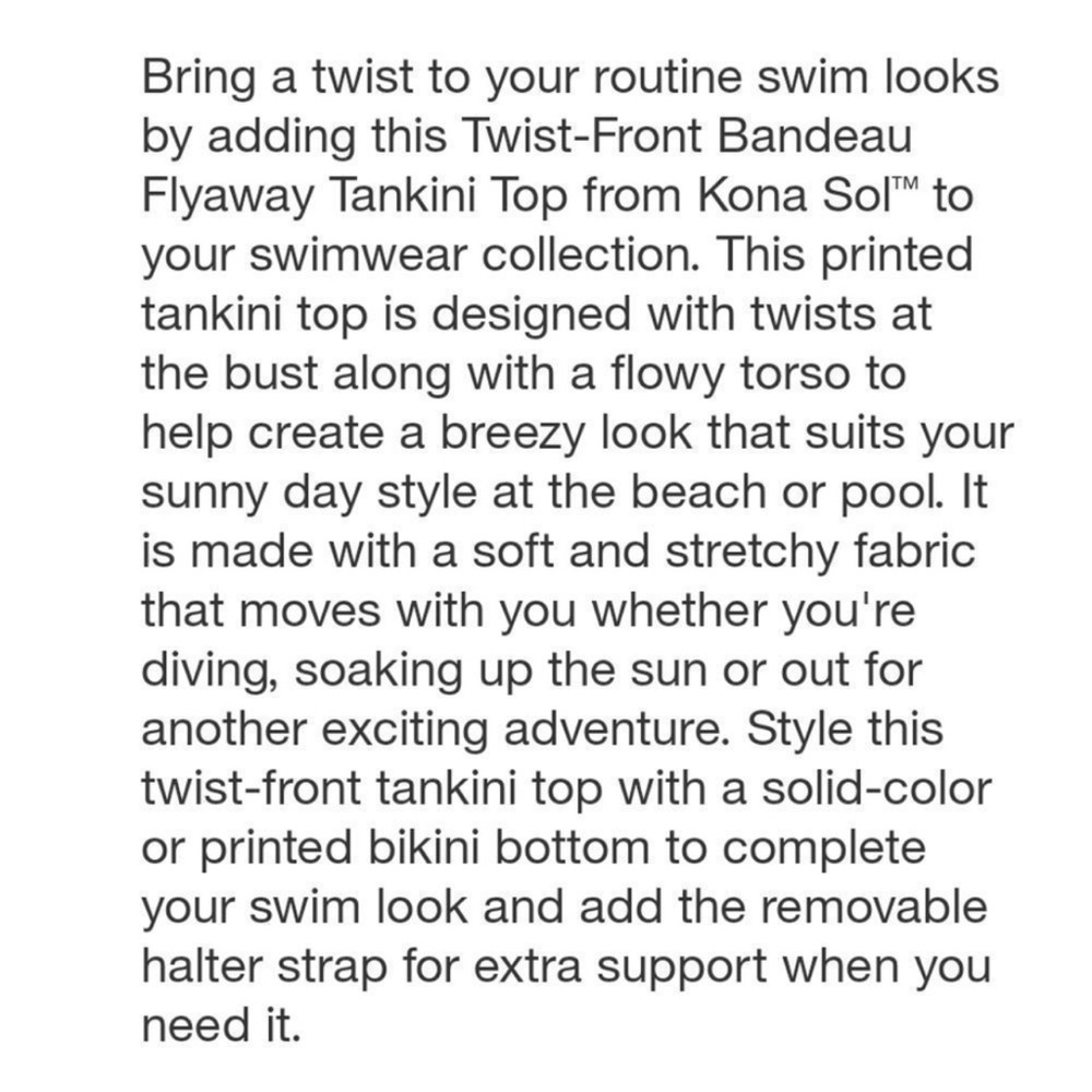 Kona Sol Leopard Print Tankini Swim Top Twist Front Bandeau Flyaway NEW Small