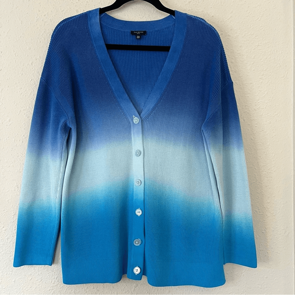 Talbots Ombre Cardigan Sweater in Blue Size XL Petite