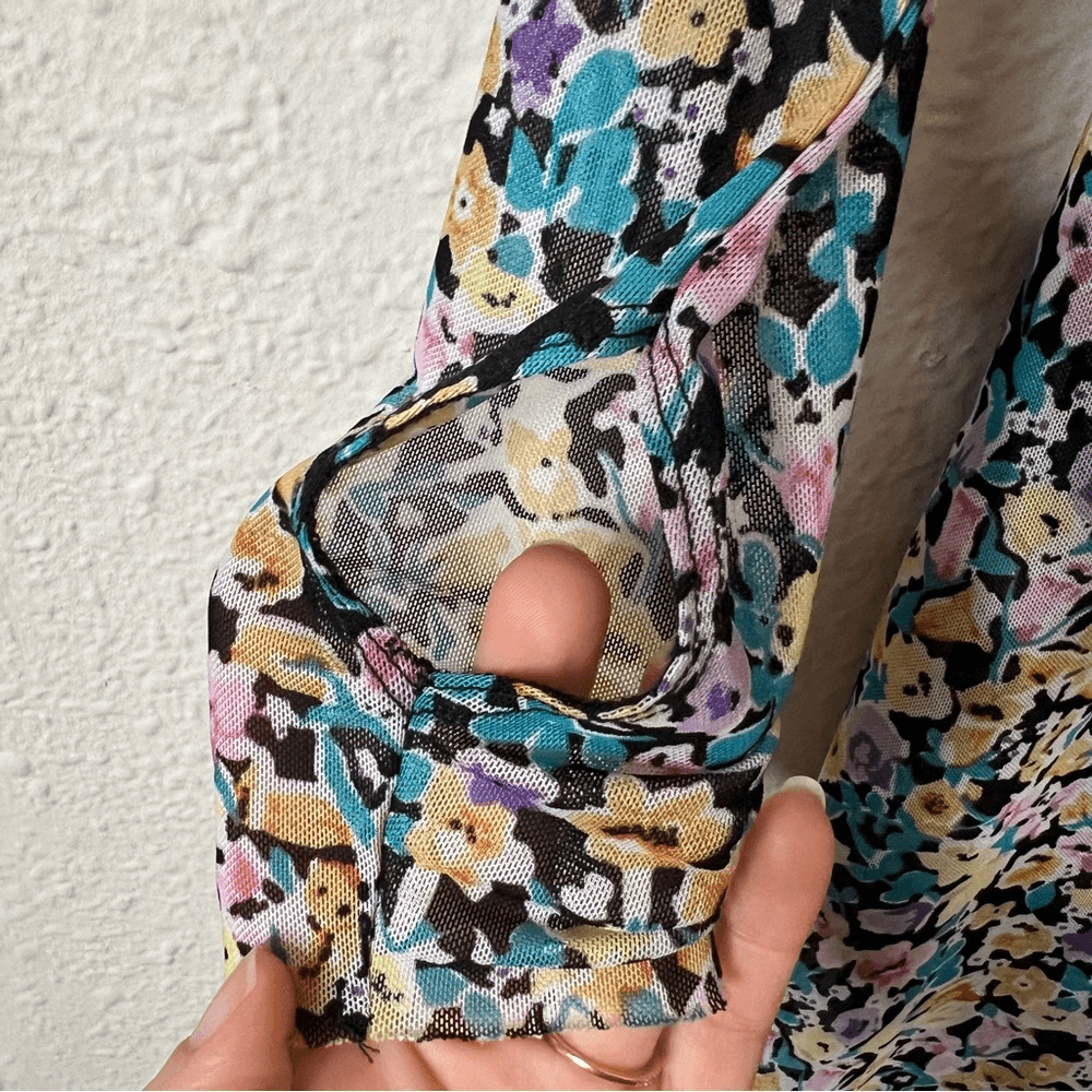 AFRM Shailene Floral Sheer Long Sleeve Dress Size Medium