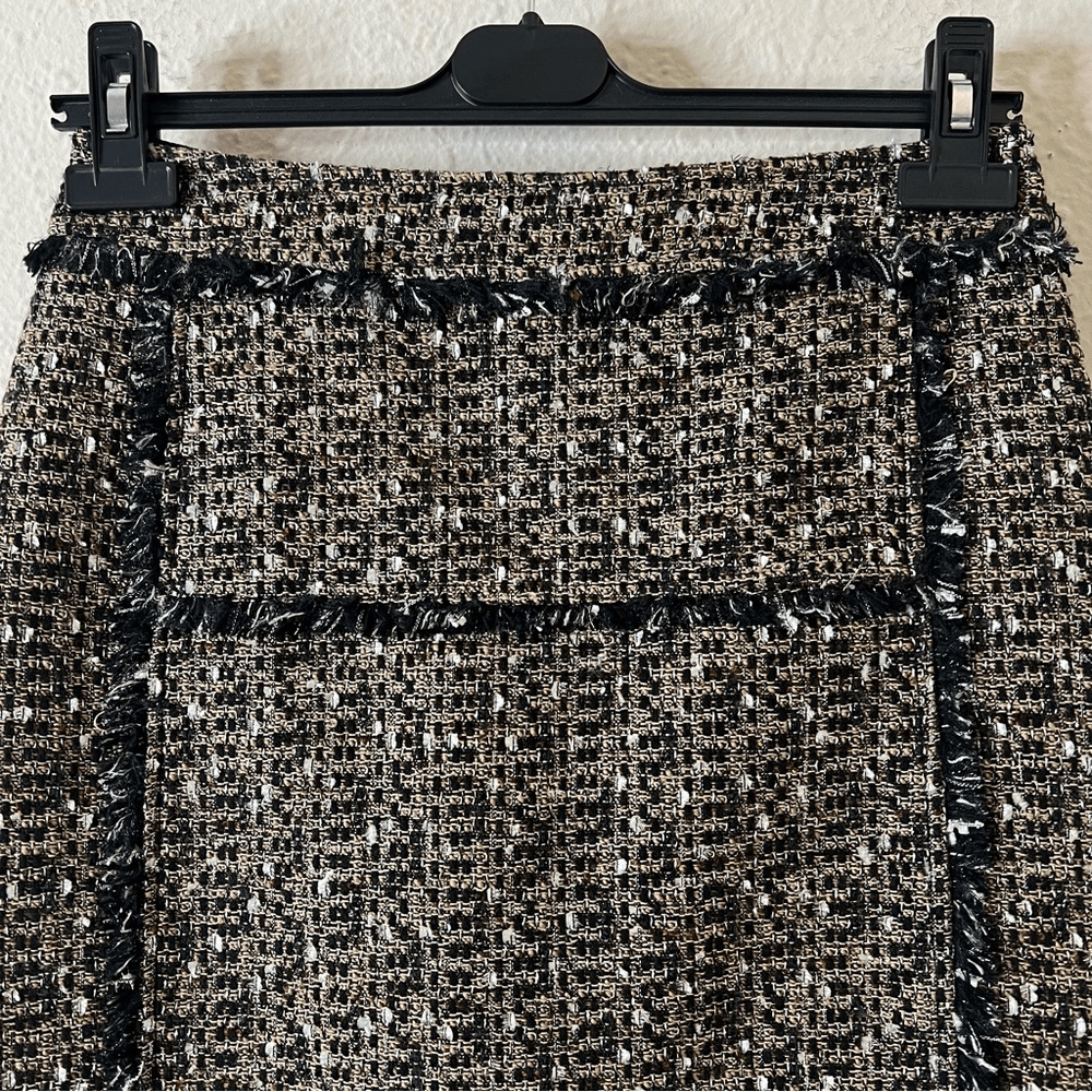 Tory Burch Tweed Mini Pencil Skirt Size 6 in Brown / Tan Wool Blend