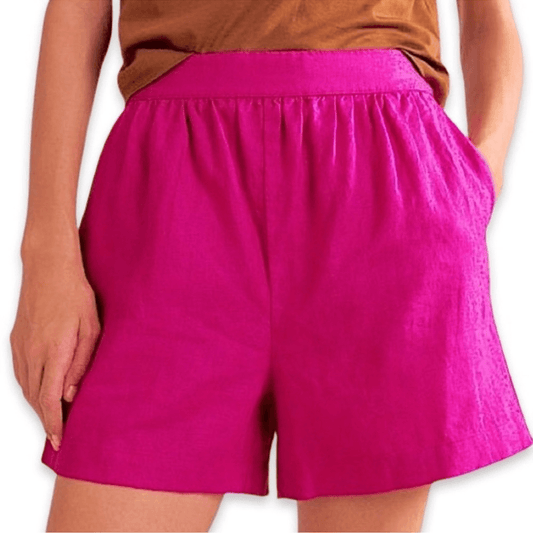 Boden 100% Linen Pink Pull on Shorts Size 10 Barbiecore Coastal Vacation