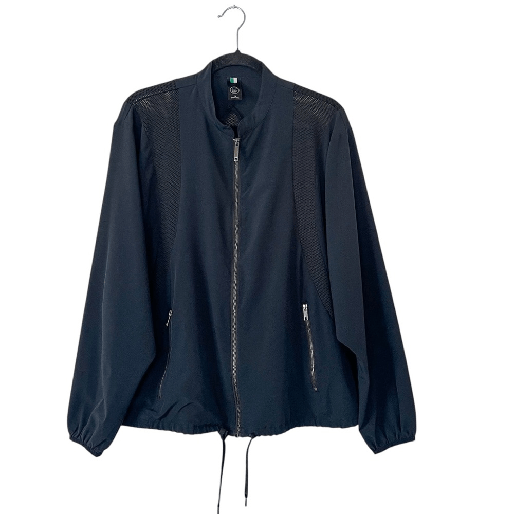 2LIV Athletic Jacket Black Zip Up Lightweight Jacket Mesh Accents Plus Size 1X