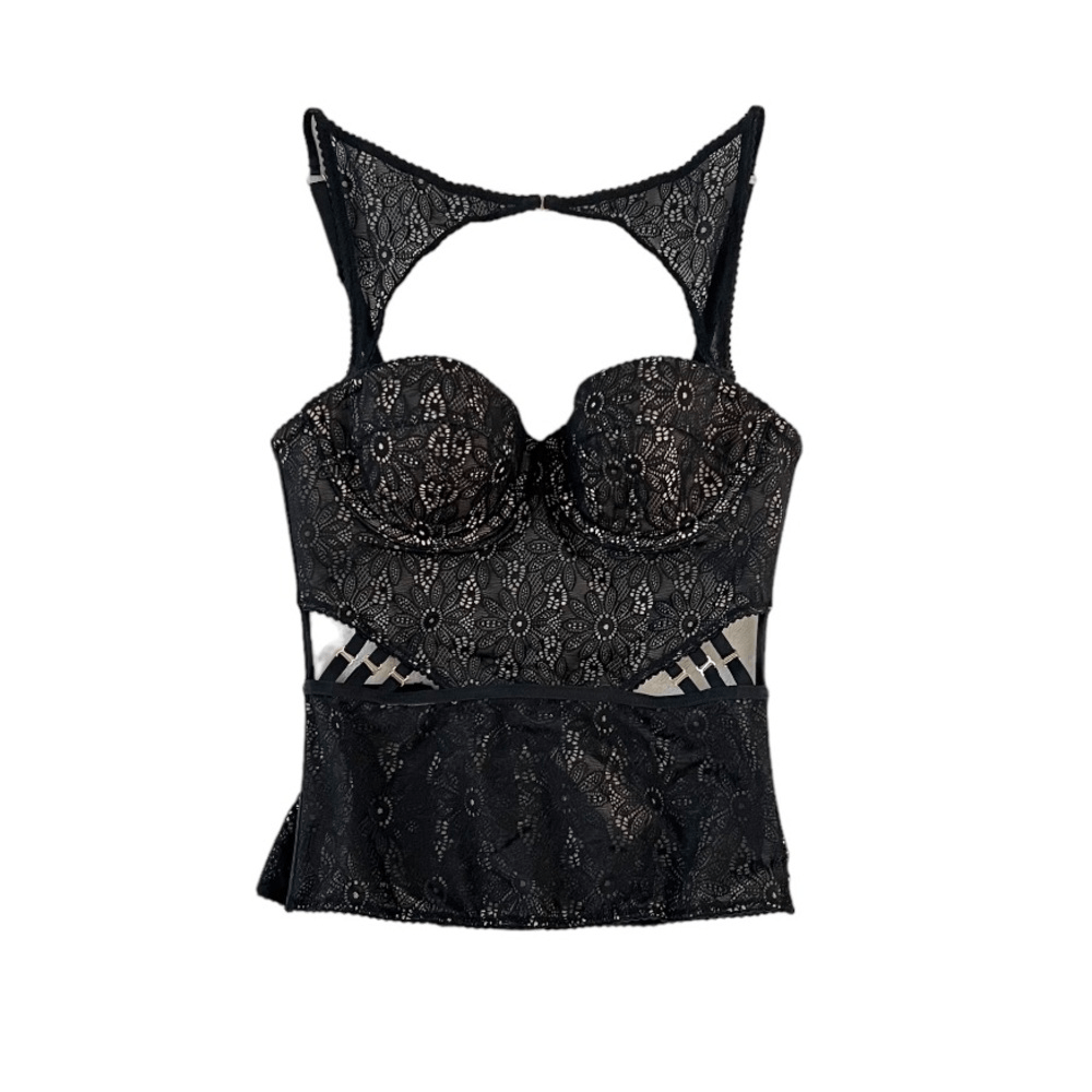 Victoria’s Secret Lace Bustier Corset Black NEW Size 32B