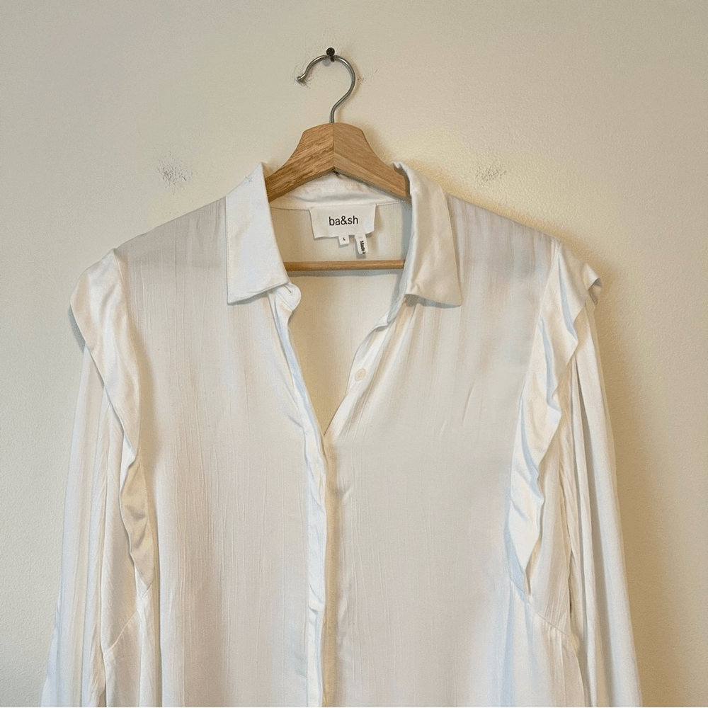 BA&SH Alia Lady Shirt in Ecru / Off White Long Sleeve Size Large US 8
