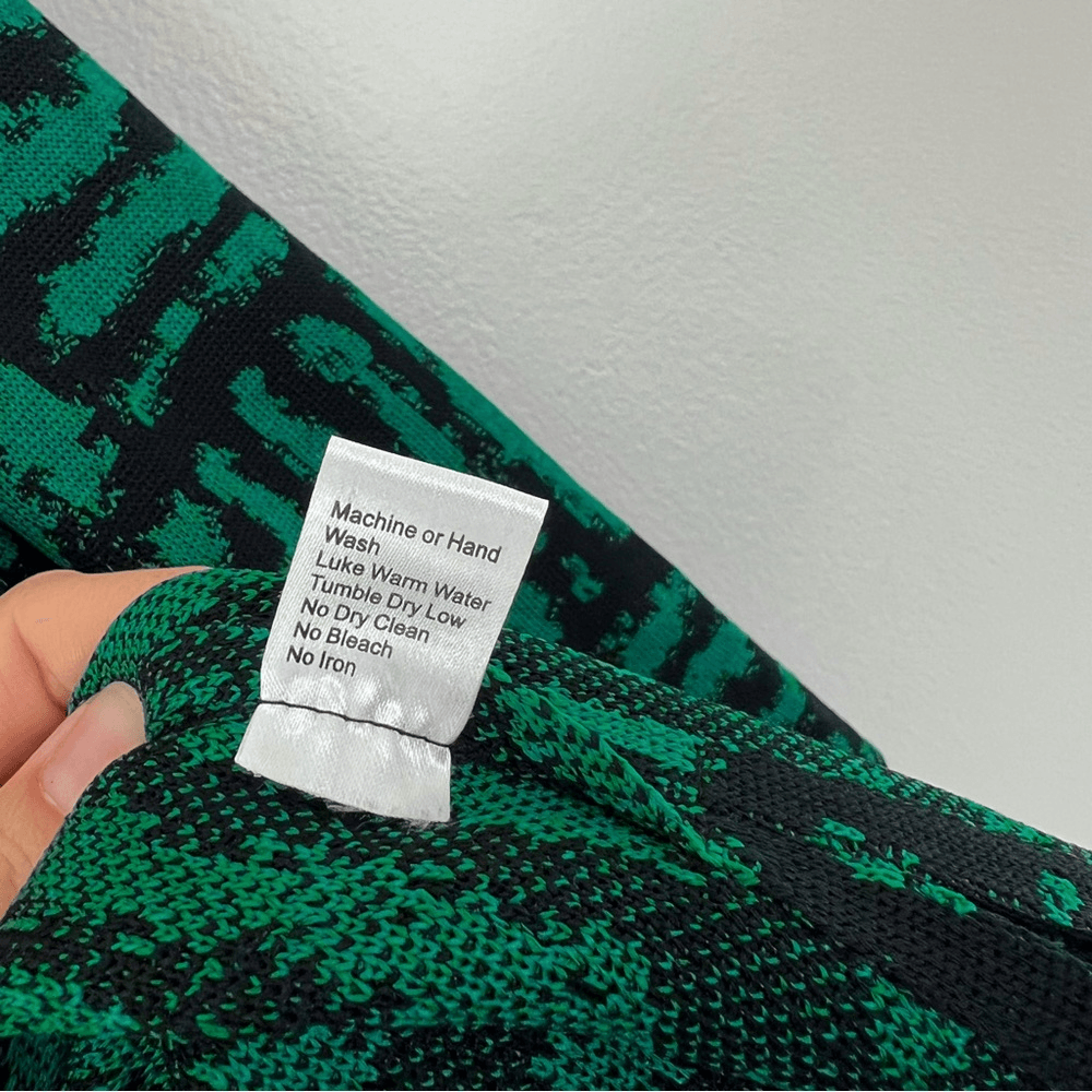 Ming Wang Knit Cardigan Jacket in Green and Black Plus Size 3X Open Front