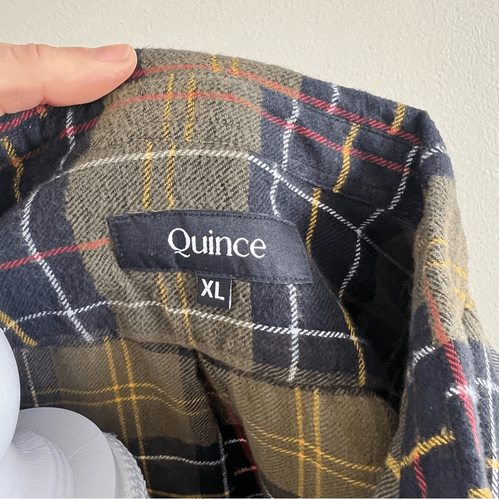 Quince Mens Fleece Plaid Long Sleeve Button Down Shirt Size XL