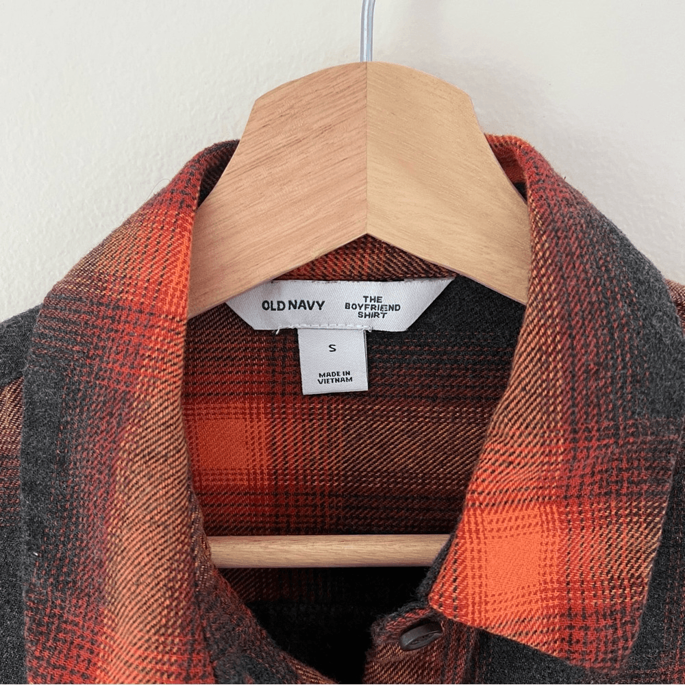 Taylor Swift Evermore Flannel Button Down Shirt Size Small Old Navy Orange Gray