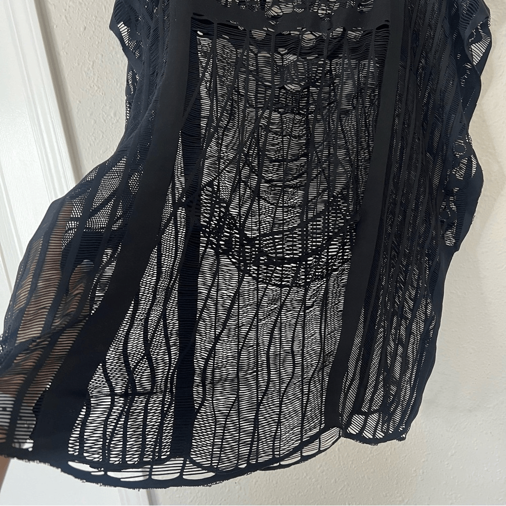 Black Lace Swim Cover Up Poncho Dress