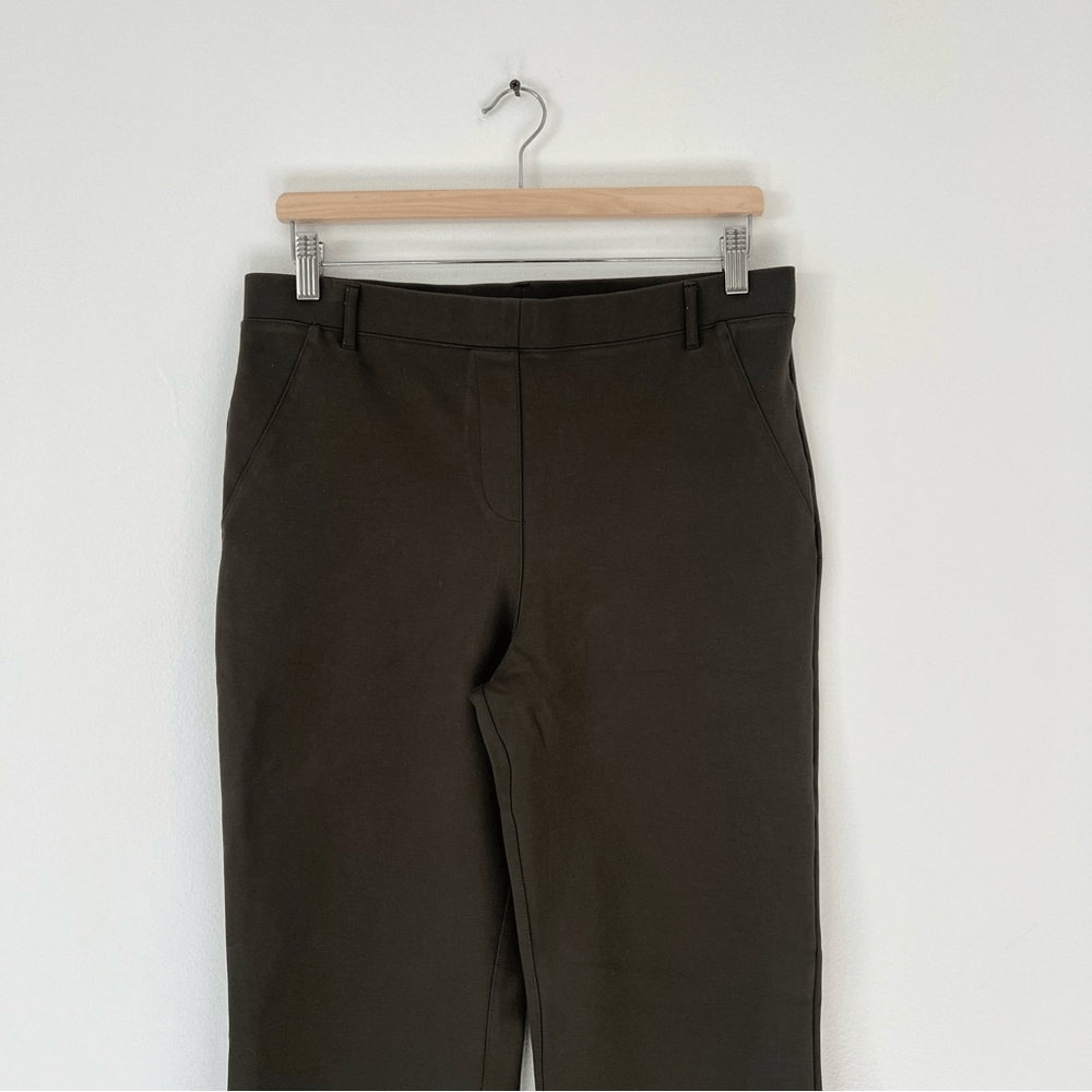 Quince Olive Green Ultra Stretch Ponte Bootcut Pull On Pants Size Large Petite