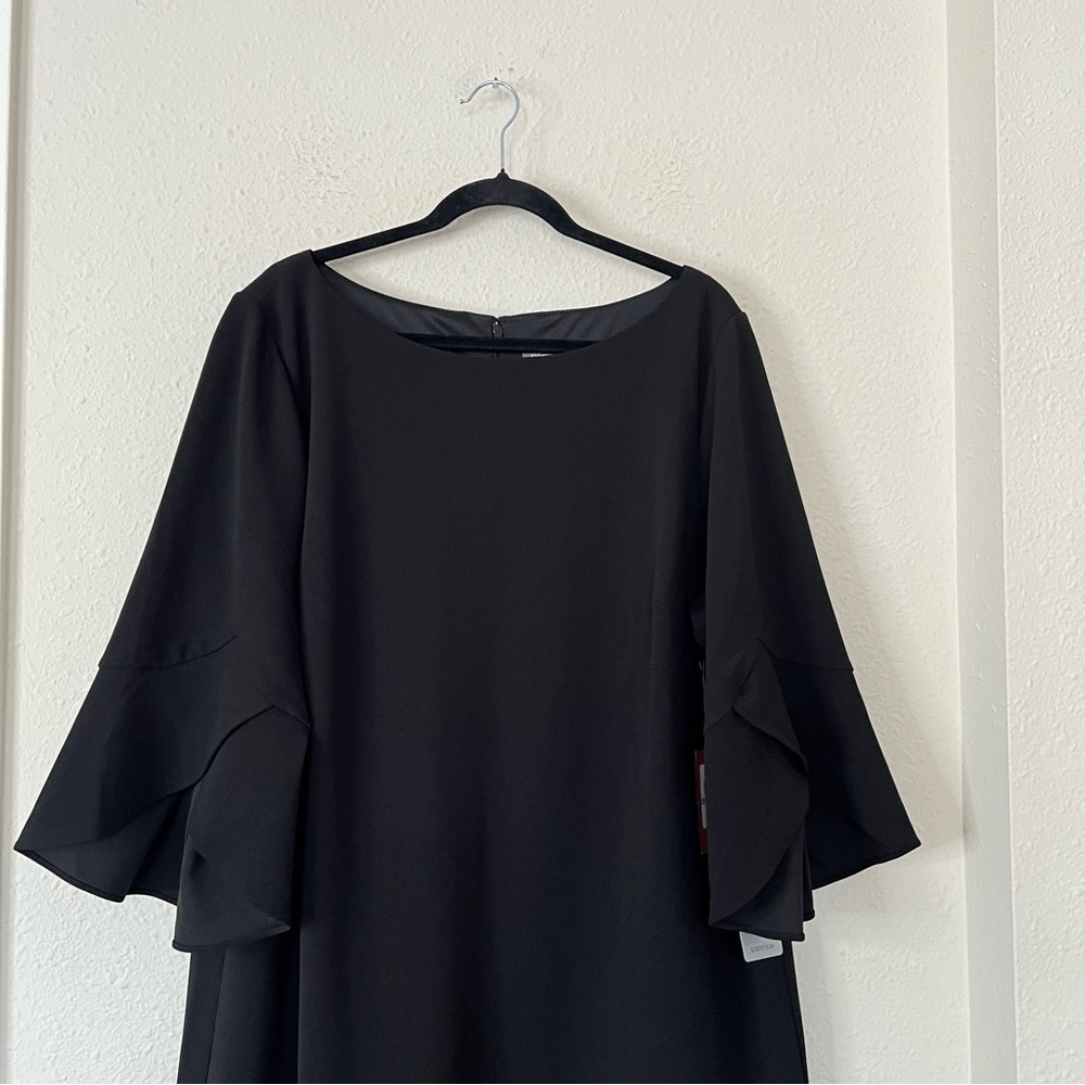 Vince Camuto Black Ruffle Tulip Sleeve Mini Shift Dress NEW Plus Size 20W