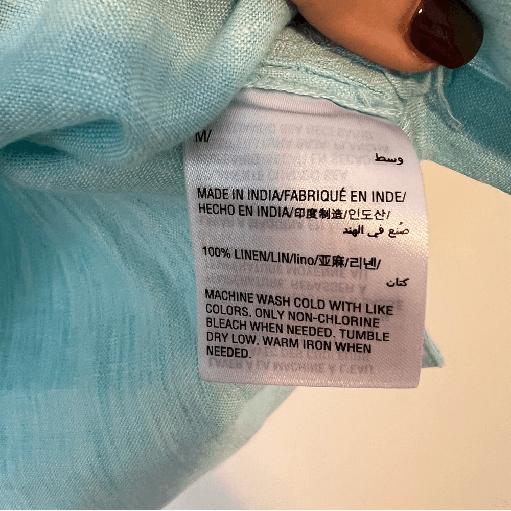 Charter Club Linen Bell Sleeve Blouse Top Size Medium