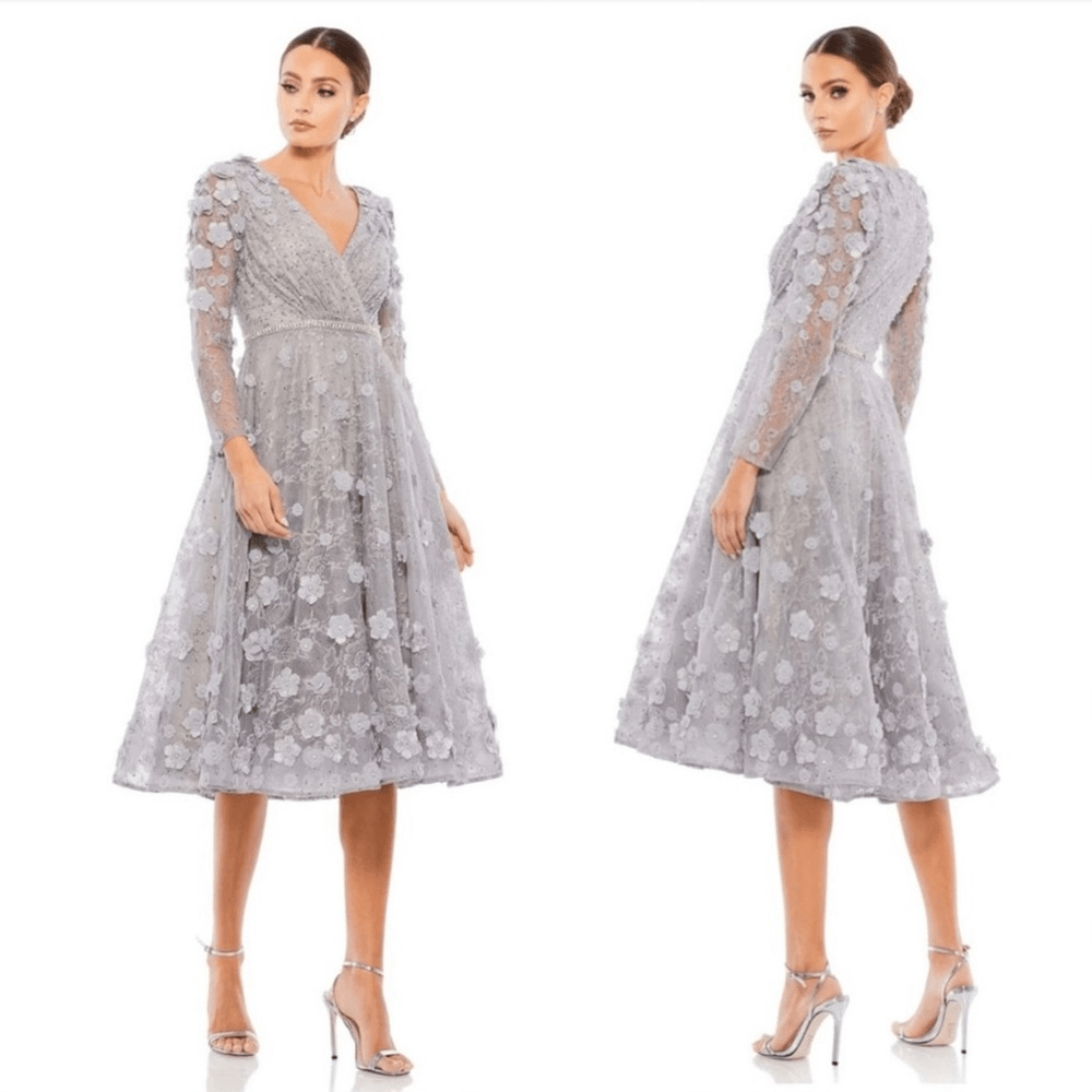 Mac Duggal Floral Embellished Lace A-Line Cocktail Dress NEW Size 8