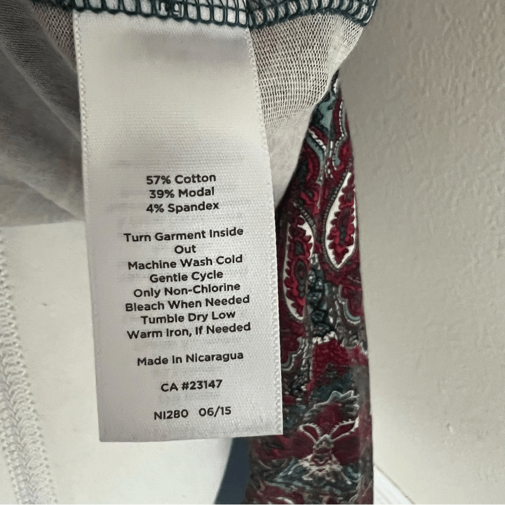 Talbots Faux Wrap Jewel Tone V-Neck Blouse Size Small Long Sleeve Paisley