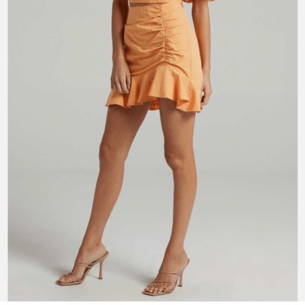 Showpo Astarte Ruched Mini Skirt In Sherbet NEW Size 2